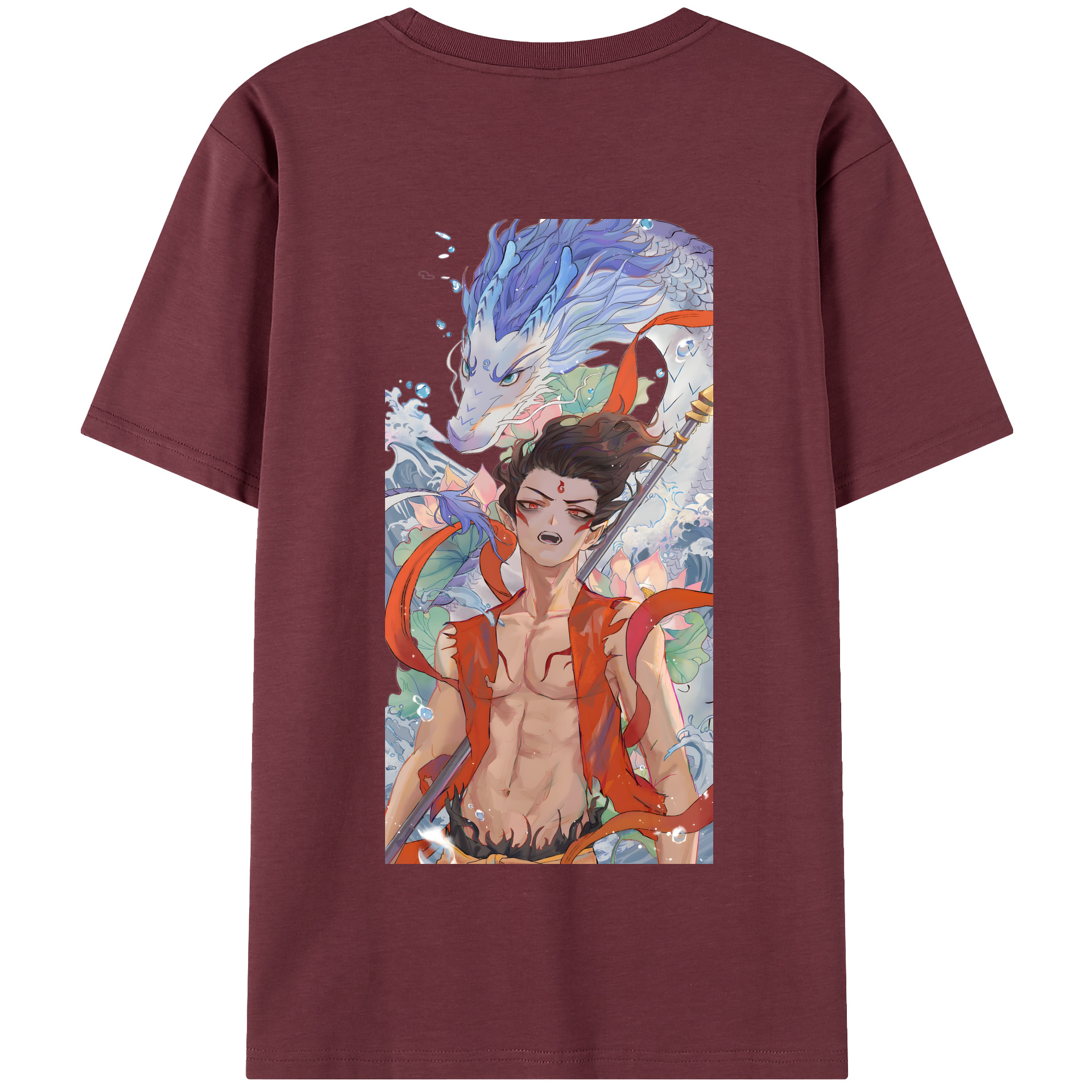 （画像用） Ne Zha 2 ナタ 魔童の大暴れ 綿100％半袖Tシャツ（背面プリント）